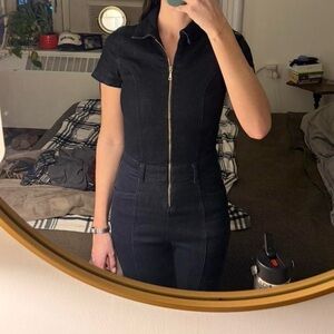 Guess Navy Blue Denim Jumpsuit with Zipper size XS